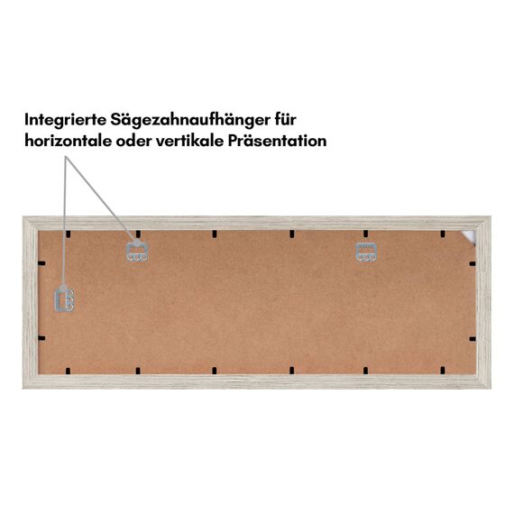 Americanflat Bilderrahmen Collage 10x15 cm Treibholz - Bilderrahmen 20x61 cm mit Passepartout für Fünf 10x15 cm Fotos - Fotorahmen für Mehrere Bilder der Familie - Verbundholz mit Bruchsicherem Glas