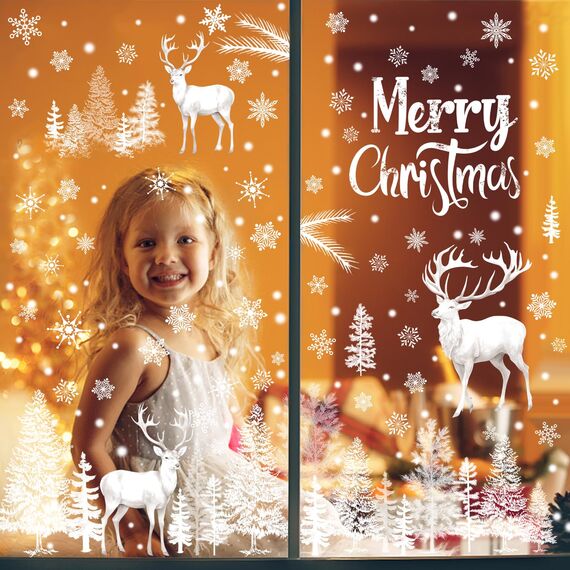 DERAYEE 9 Stücke Fensterbilder Weihnachten,Weihnachten Deko Fenster,Weihnachten Fenster für Weihnachtsdeko