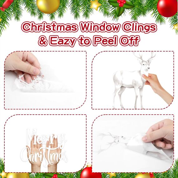 DERAYEE 9 Stücke Fensterbilder Weihnachten,Weihnachten Deko Fenster,Weihnachten Fenster für Weihnachtsdeko