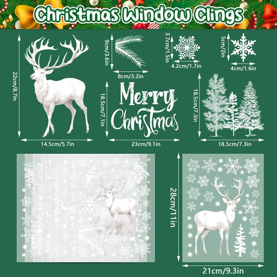 DERAYEE 9 Stücke Fensterbilder Weihnachten,Weihnachten Deko Fenster,Weihnachten Fenster für Weihnachtsdeko