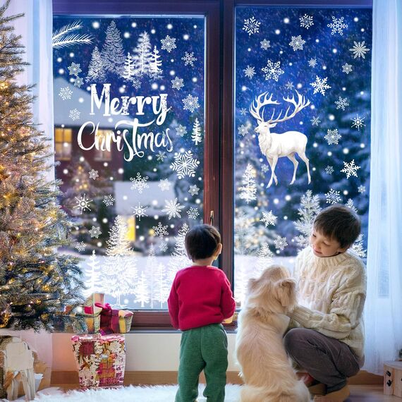 DERAYEE 9 Stücke Fensterbilder Weihnachten,Weihnachten Deko Fenster,Weihnachten Fenster für Weihnachtsdeko