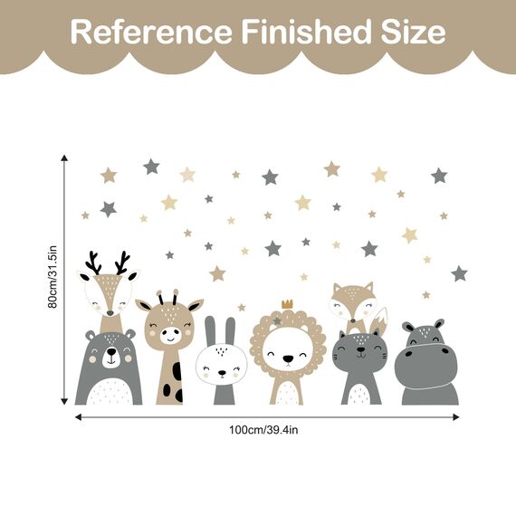 Tanlaby Safari Dschungel Tiere Wandtattoo Nordisches Tier Wandsticker Boho Grau Braun Waldland Giraffe Löwe Wandaufkleber für Kinder Babyzimmer Wohnzimmer Schlafzimmer Kinderzimmer Wanddekoration