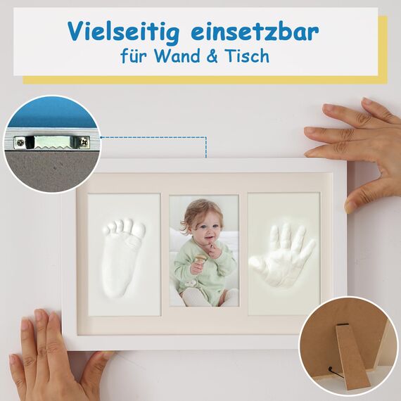 Yiukou Baby-Handabdruck und Fußabdruck Kit - Andenken Foto Gerahmte Bilder für Neugeborene - Personalisiertes Meilenstein Geschenk - Erinnerungs-Bilderrahmen für Wunschliste