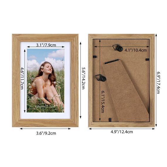 Vasemouh Naturholzfarbene Bilderrahmen 15er-Set, für 9x13 Bilder mit Passepartout oder für Bilder 10x15 ohne Passepartout, Wand- und Tischaufstellung