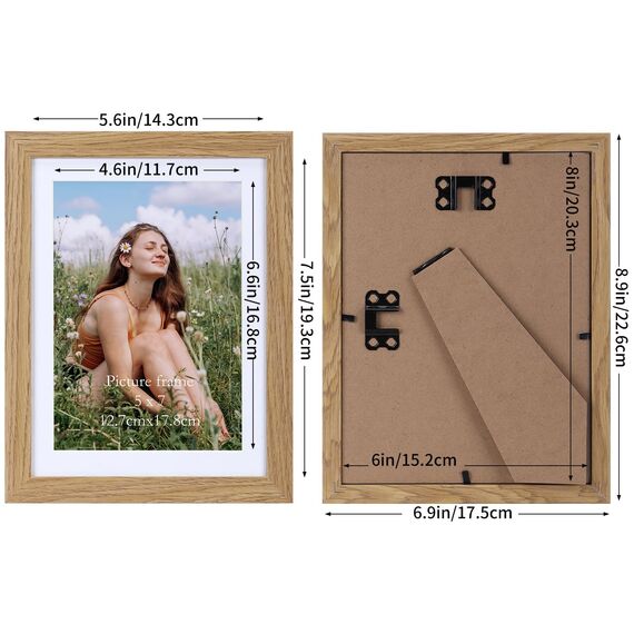 Vasemouh Naturholzfarbene Bilderrahmen 15er-Set, für 12,7x17,8 Bilder mit Passepartout oder für Bilder 15x20 ohne Passepartout, Wand- und Tischaufstellung