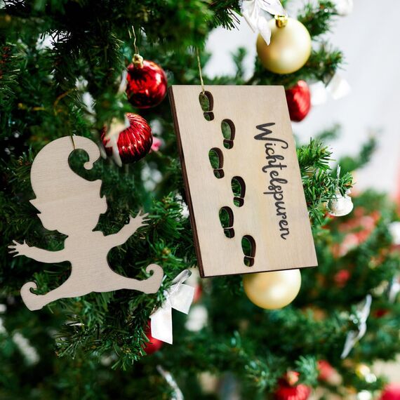 Wichtelschablone Fußabdrücke, Kreativset Wichteltür Zubehör, Wiederverwendbare Holz Wichtel Fußspuren Schablonen Weihnachten Deko Für Böden Fenster