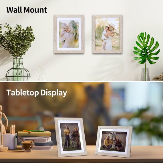 Vasemouh Beige Bilderrahmen 15er-Set, für 13x18 Bilder mit Passepartout oder für Bilder 15x20 ohne Passepartout, Wand- und Tischaufstellung