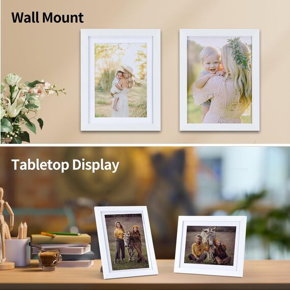 Vasemouh Weißer Bilderrahmen 15er-Set, für 13x18 Bilder mit Passepartout oder für Bilder 15x20 ohne Passepartout, Wand- und Tischaufstellung