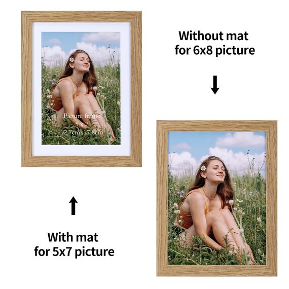 Vasemouh Naturholzfarbene Bilderrahmen 15er-Set, für 12,7x17,8 Bilder mit Passepartout oder für Bilder 15x20 ohne Passepartout, Wand- und Tischaufstellung