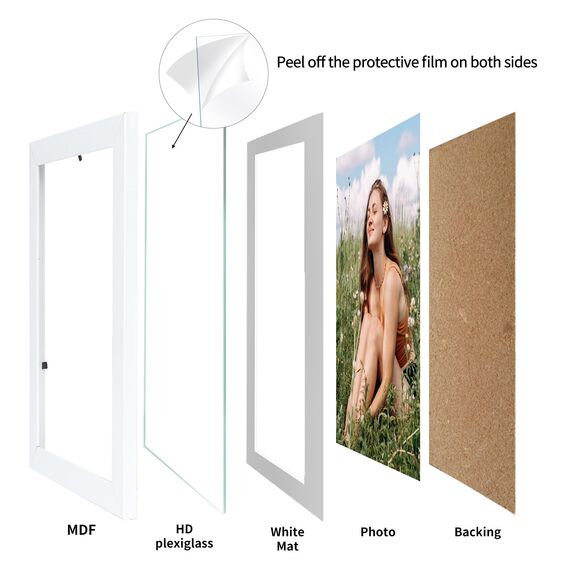 Vasemouh Weißer Bilderrahmen 15er-Set, für 20x25 Bilder mit Passepartout oder für Bilder 23x28 ohne Passepartout, Wand- und Tischaufstellung