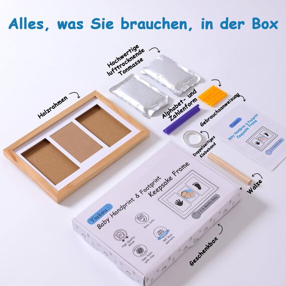 Yiukou Baby-Hand- und Fußabdruck Makers Kit, gerahmte Fotos und persönliches Erinnerungs-Geschenk für Neugeborene