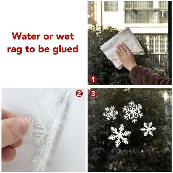 Willingood 108 Weihnachten Fenster Schneeflocke Aufkleber, Fenster Abnehmbare Fensterdekorationen Statisch Selbstklebend PVC Aufkleber für Weihnachten Fensterdekorationen, Vitrinen, Glasfronten
