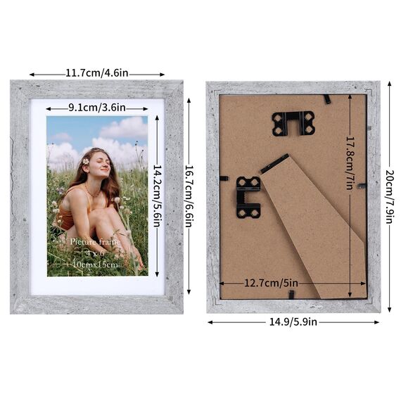 Vasemouh Grauer Bilderrahmen 15er-Set, für 10x15 Bilder mit Passepartout oder für Bilder 13x18 ohne Passepartout, Wand- und Tischaufstellung