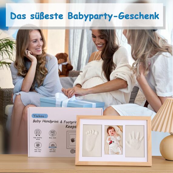 Yiukou Baby-Hand- und Fußabdruck Makers Kit, gerahmte Fotos und persönliches Erinnerungs-Geschenk für Neugeborene