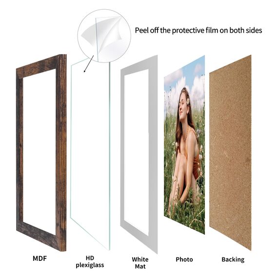 Vasemouh brauner Bilderrahmen 15er-Set, für 10x15 Bilder mit Passepartout oder für Bilder 13x18 ohne Passepartout, Wand- und Tischaufstellung