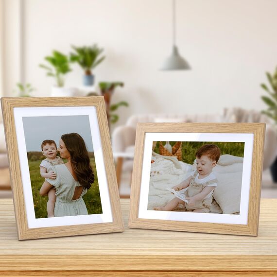 Vasemouh Naturholzfarbene Bilderrahmen 15er-Set, für 12,7x17,8 Bilder mit Passepartout oder für Bilder 15x20 ohne Passepartout, Wand- und Tischaufstellung