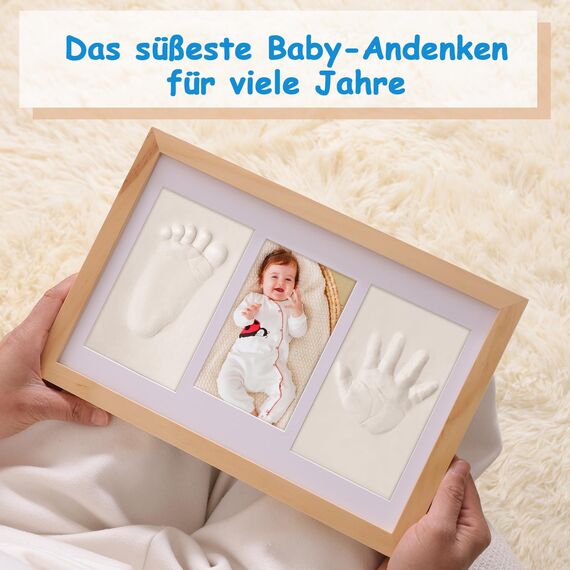 Yiukou Baby-Hand- und Fußabdruck Makers Kit, gerahmte Fotos und persönliches Erinnerungs-Geschenk für Neugeborene