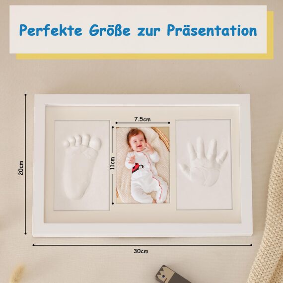Yiukou Baby-Handabdruck und Fußabdruck Kit - Andenken Foto Gerahmte Bilder für Neugeborene - Personalisiertes Meilenstein Geschenk - Erinnerungs-Bilderrahmen für Wunschliste