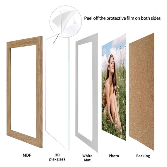 Vasemouh Naturholzfarbene Bilderrahmen 15er-Set, für 9x13 Bilder mit Passepartout oder für Bilder 10x15 ohne Passepartout, Wand- und Tischaufstellung