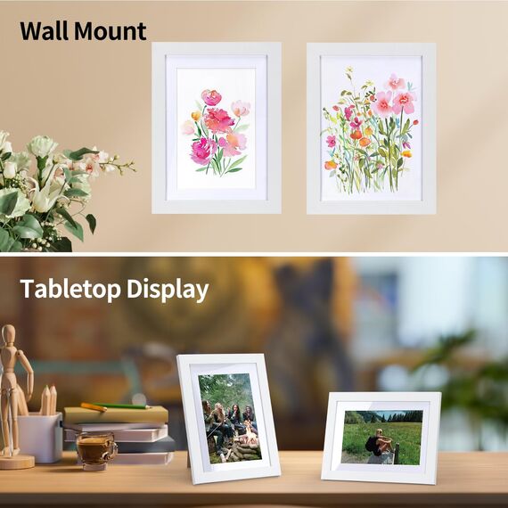 Vasemouh Weißer Bilderrahmen 15er-Set, für 10x15 Bilder mit Passepartout oder für Bilder 13x18 ohne Passepartout, Wand- und Tischaufstellung