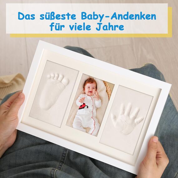 Yiukou Baby-Handabdruck und Fußabdruck Kit - Andenken Foto Gerahmte Bilder für Neugeborene - Personalisiertes Meilenstein Geschenk - Erinnerungs-Bilderrahmen für Wunschliste