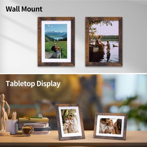 Vasemouh brauner Bilderrahmen 15er-Set, für 10x15 Bilder mit Passepartout oder für Bilder 13x18 ohne Passepartout, Wand- und Tischaufstellung