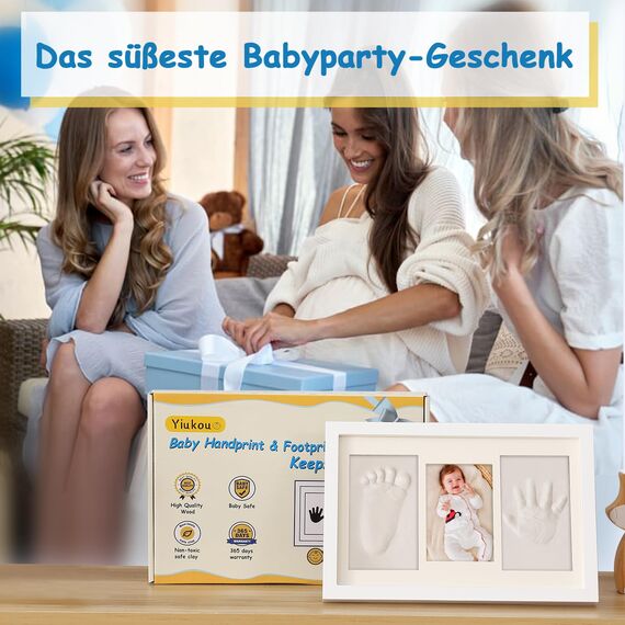Yiukou Baby-Handabdruck und Fußabdruck Kit - Andenken Foto Gerahmte Bilder für Neugeborene - Personalisiertes Meilenstein Geschenk - Erinnerungs-Bilderrahmen für Wunschliste