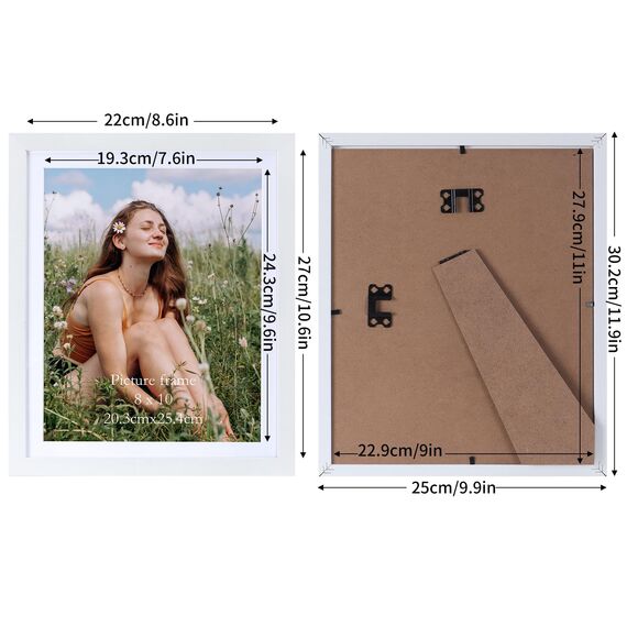 Vasemouh Weißer Bilderrahmen 15er-Set, für 20x25 Bilder mit Passepartout oder für Bilder 23x28 ohne Passepartout, Wand- und Tischaufstellung