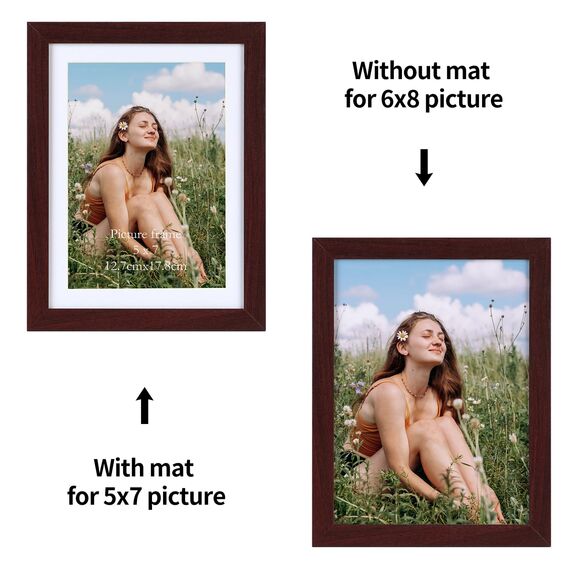 Vasemouh Mahagonifarbe Bilderrahmen 15er-Set, für 13x18 Bilder mit Passepartout oder für Bilder 15x20 ohne Passepartout, Wand- und Tischaufstellung