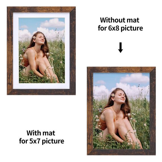 Vasemouh brauner Bilderrahmen 15er-Set, für 13x18 Bilder mit Passepartout oder für Bilder 15x20 ohne Passepartout, Wand- und Tischaufstellung