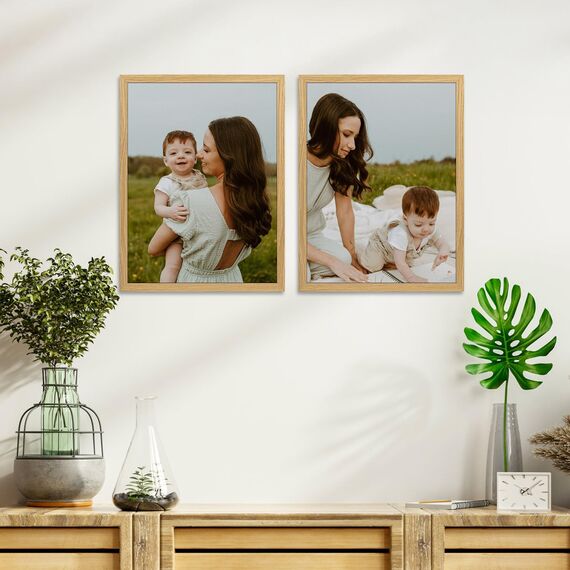 Vasemouh 15er-Set Bilderrahmen 30x40cm aus MDF – Naturholzfarbe für Wandmontage im Zuhause und Büro – Ideal für kreative Fotowände und Kunstwerke