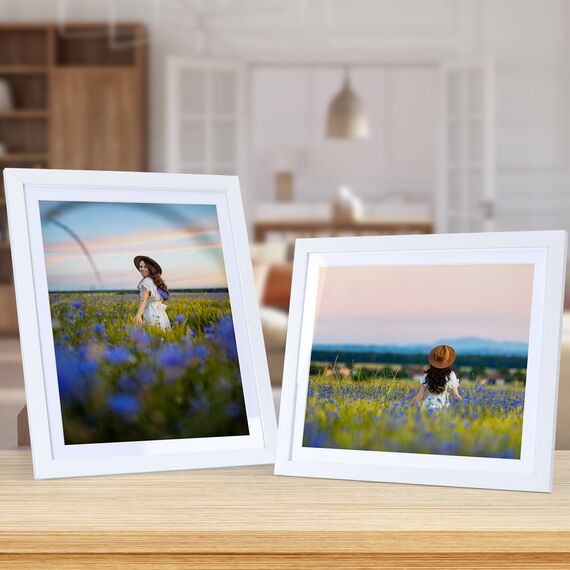 Vasemouh Weißer Bilderrahmen 15er-Set, für 20x25 Bilder mit Passepartout oder für Bilder 23x28 ohne Passepartout, Wand- und Tischaufstellung