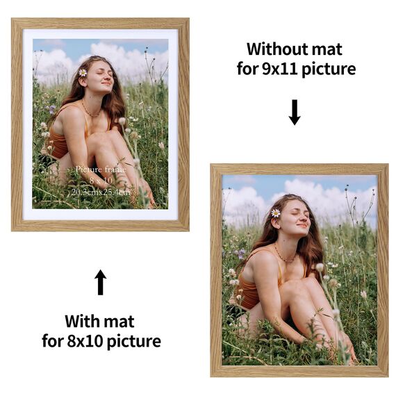 Vasemouh Naturholzfarbene Bilderrahmen 15er-Set, für 20x25 Bilder mit Passepartout oder für Bilder 23x28 ohne Passepartout, Wand- und Tischaufstellung