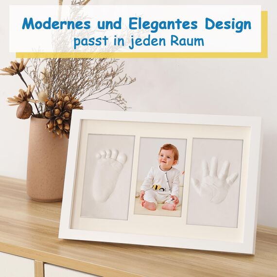 Yiukou Baby-Handabdruck und Fußabdruck Kit - Andenken Foto Gerahmte Bilder für Neugeborene - Personalisiertes Meilenstein Geschenk - Erinnerungs-Bilderrahmen für Wunschliste