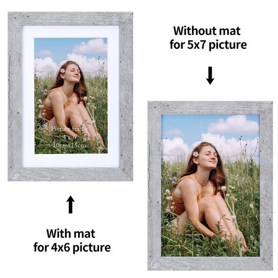 Vasemouh Grauer Bilderrahmen 15er-Set, für 10x15 Bilder mit Passepartout oder für Bilder 13x18 ohne Passepartout, Wand- und Tischaufstellung