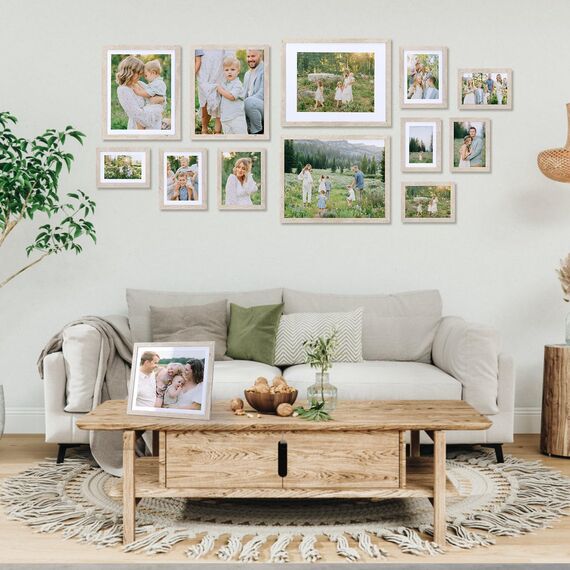 Vasemouh Beige Bilderrahmen 15er-Set, für 13x18 Bilder mit Passepartout oder für Bilder 15x20 ohne Passepartout, Wand- und Tischaufstellung