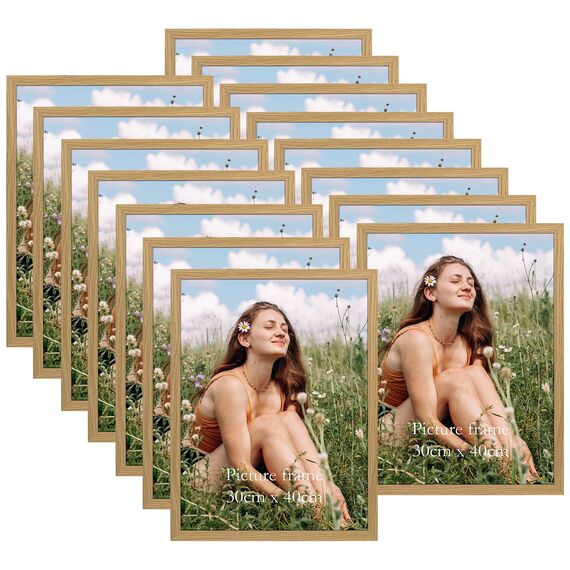 Vasemouh 15er-Set Bilderrahmen 30x40cm aus MDF – Naturholzfarbe für Wandmontage im Zuhause und Büro – Ideal für kreative Fotowände und Kunstwerke