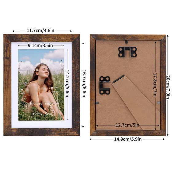 Vasemouh brauner Bilderrahmen 15er-Set, für 10x15 Bilder mit Passepartout oder für Bilder 13x18 ohne Passepartout, Wand- und Tischaufstellung