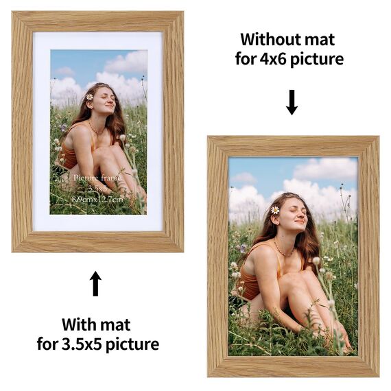 Vasemouh Naturholzfarbene Bilderrahmen 15er-Set, für 9x13 Bilder mit Passepartout oder für Bilder 10x15 ohne Passepartout, Wand- und Tischaufstellung