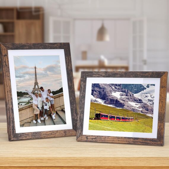 Vasemouh brauner Bilderrahmen 15er-Set, für 13x18 Bilder mit Passepartout oder für Bilder 15x20 ohne Passepartout, Wand- und Tischaufstellung