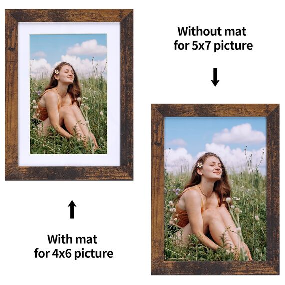 Vasemouh brauner Bilderrahmen 15er-Set, für 10x15 Bilder mit Passepartout oder für Bilder 13x18 ohne Passepartout, Wand- und Tischaufstellung