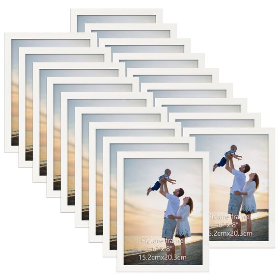 EYMPEU Bilderrahmen 15x20 CM 18er-Set, für Wand und Tisch, geeignet für den Einsatz in Büros und Wohnungen, Weiß
