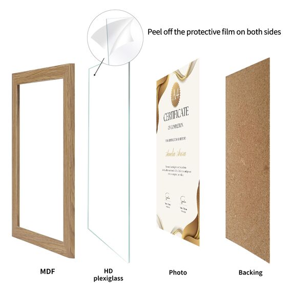 Vasemouh Bilderrahmen A4 (21x29,7cm) 15er-Set, ideal für Zertifikate und Dokumente, Naturholzfarbene Bilderrahmen für Wand- und Tischaufstellung