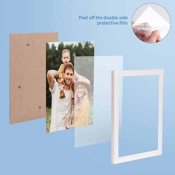 Hoikwo 18 Stück Bilderrahmen Set 10x15 cm, Weiß Fotorahmen Collage für Wohnzimmer Schlafzimmer Kinderzimmer Büro Treppenhaus Flur, Wand- oder Tischaufsteller