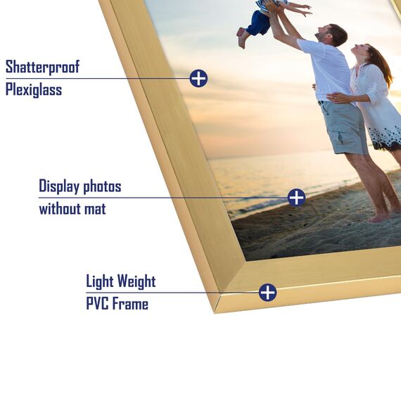 EYMPEU Bilderrahmen 10x15 cm 18er-Set, für Wand und Tisch, geeignet für den Einsatz in Büros und Wohnungen, Gold