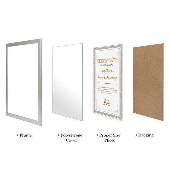 Giftgarden 12 Stück Bilderrahmen DIN A4 Set für 21x29,7 CM Fotos und Bilder, Fotorahmen Collage Silber für Kunstwerke Zertifikate Dokumente - Wand- oder Tischaufsteller