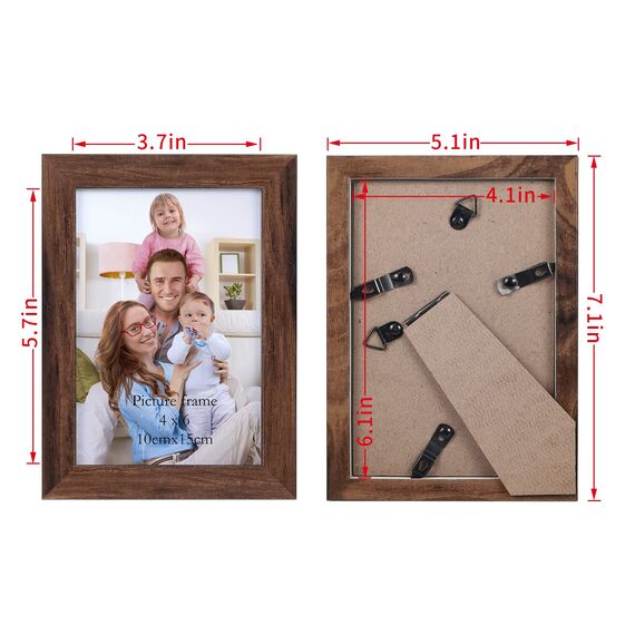 Giftgarden 7 Stück Bilderrahmen Set 10x15 cm für 15x10 Fotos und Bilder, Braun Fotorahmen Collage, Wand- oder Tischaufsteller - Geschenk Freund