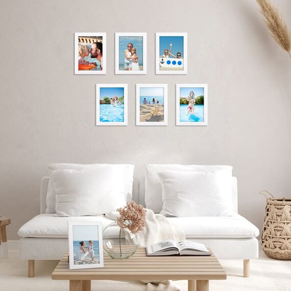 Giftgarden 7 Stück Bilderrahmen Set 13x18 cm für 18x13 Fotos und Bilder, Moderne Weiß Fotorahmen Collage, Wand- oder Tischaufsteller - Geschenk Freund