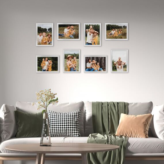 Hoikwo 18 Stück Bilderrahmen 13x18 cm, Silber Fotorahmen Collage Set für Wohnzimmer Schlafzimmer Kinderzimmer Büro Treppenhaus Flur, Wand- oder Tischaufsteller