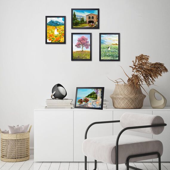 Giftgarden 12 Stück Schwarze Bilderrahmen DIN A4 Set für 21x29,7 CM Fotos und Bilder, Fotorahmen Collage zum Aufhängen für Wand- oder Tischaufsteller